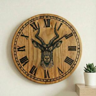 Deer Wall Clock - Wildlife Wooden Style Decor 