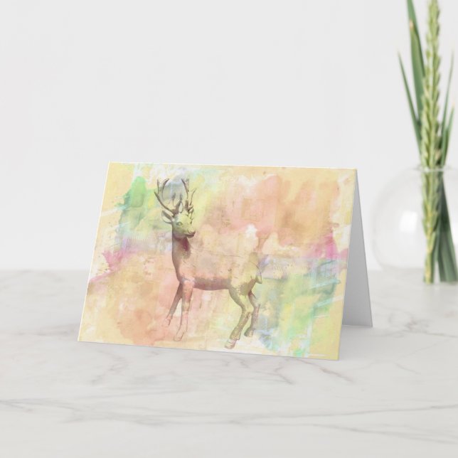 Deer Watercolor Greeting Card (Front)