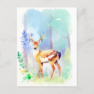 Deer Watercolor Portrait 5 Postcard