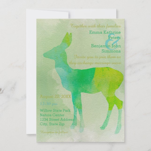 Deer Watercolor - Wedding Invitation (Front)