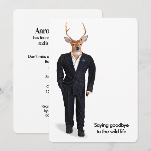 Deer Wearing a Wedding Tuxedo Invitation