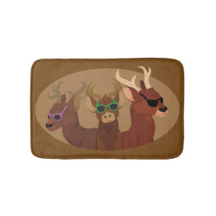 Deer Wearing Sunglasses Bathroom Mat