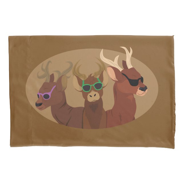 Deer Wearing Sunglasses Pillow Case (Front)