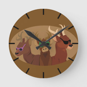 Deer Wearing Sunglasses Round Clock