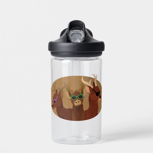 Deer Wearing Sunglasses Water Bottle (Front)