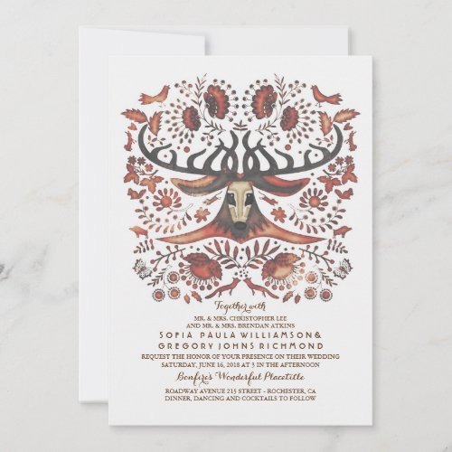 Deer Wedding Invitation with Woodland Animals