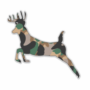 Deer, wildlife, buck, Camo Reindeer, Sticker