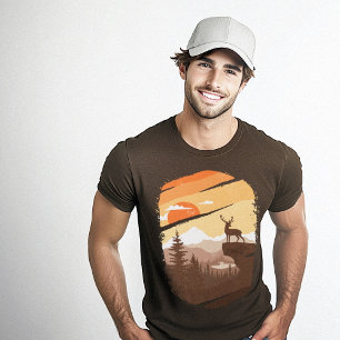 Deer Wildlife Graphic Brown T-Shirt