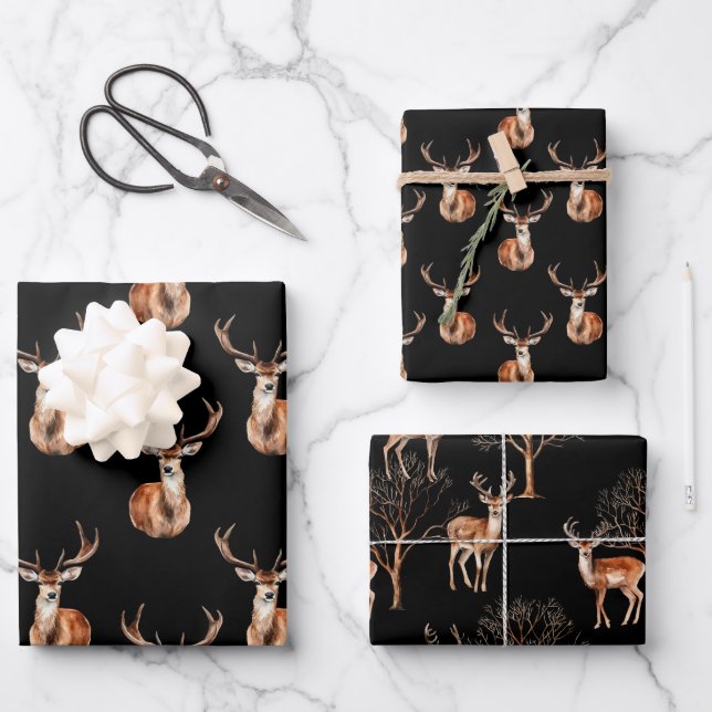 Deer Wildlife Rustic  Wrapping Paper Sheets (Front)