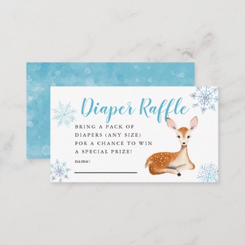 Deer Winter Baby Shower Blue Diaper Raffle Ticket Enclosure Card