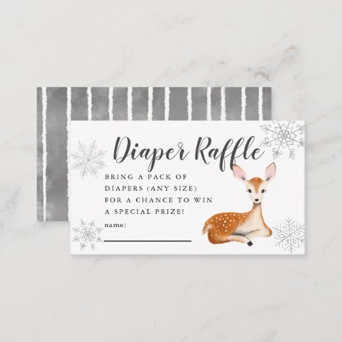 Deer Winter Baby Shower Gray Diaper Raffle Ticket Enclosure Card