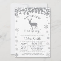 Deer Winter Baby Shower Snowflake Invitation