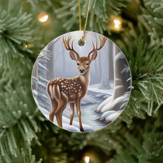 Deer Winter Ceramic Ornament (Tree)