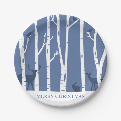 Deer Winter Forest  Christmas Paper Plates