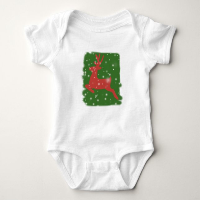 Deer Winter Holidays Baby Jersey Bodysuit (Front)