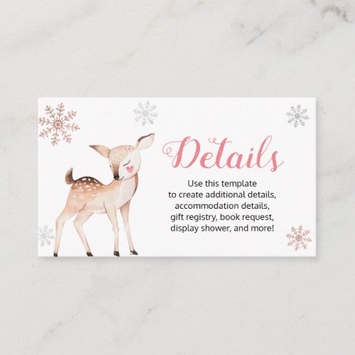 Deer Winter Onederland 1st Birthday Details Card