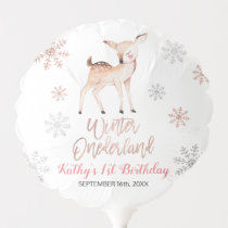 Deer Winter ONEderland 1st Birthday Rose Gold Balloon