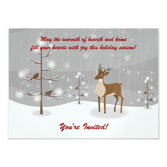 Deer Winter Scene Holiday Party Invitations