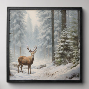 Deer Winter Scene Photo Tile