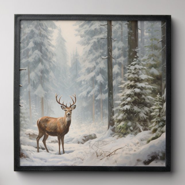 Deer Winter Scene Photo Tile (Front Set)