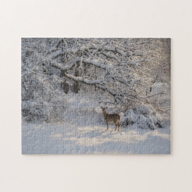 Deer Winter Snow Scene Puzzle (Horizontal)