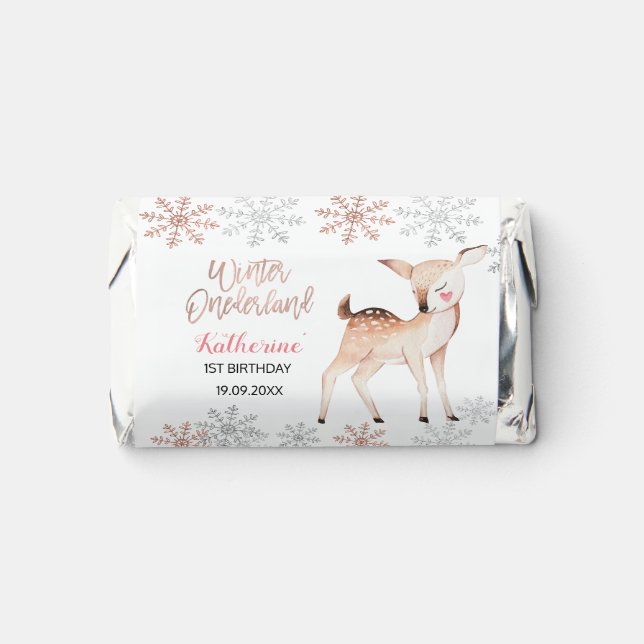 Deer Winter Snowflakes ONEderland Birthday Hershey's Miniatures (Front)