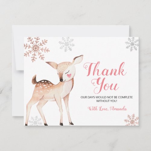 Deer Winter Snowflakes ONEderland Birthday Thank You Card