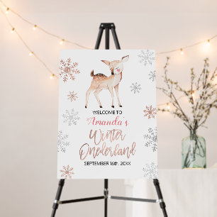 Deer Winter Snowflakes ONEderland Birthday Welcome Foam Board