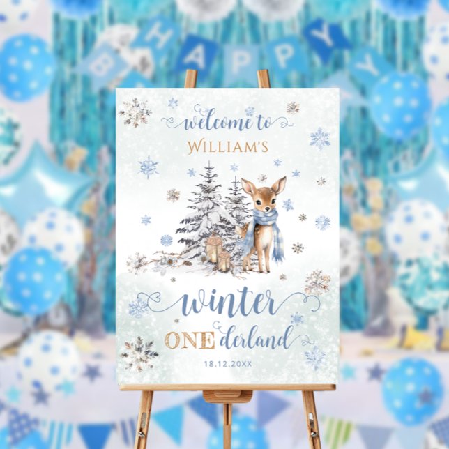 Deer Winter Snowflakes ONEderland Birthday Welcome Foam Board (Creator Uploaded)