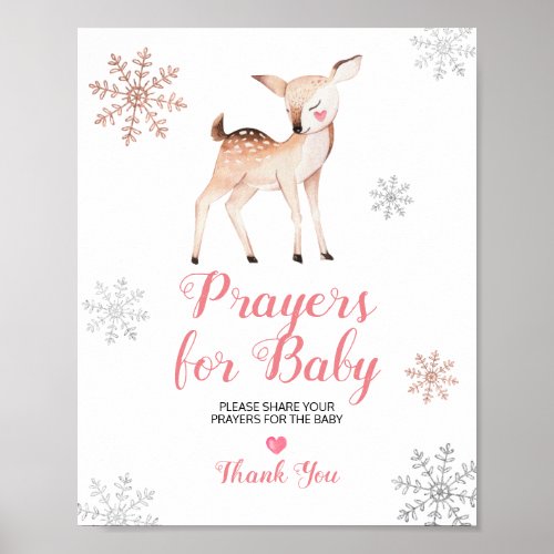 Deer Winter Snowflakes ONEderland Prayers for Baby Poster