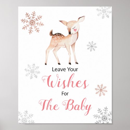 Deer Winter Snowflakes ONEderland Wishes for Baby Poster