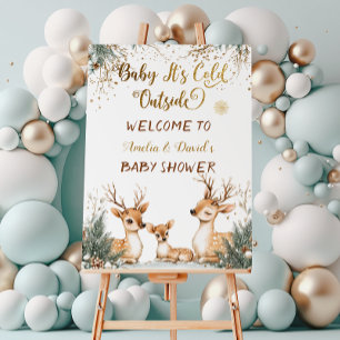 Deer Winter Woodland Baby Shower Welcome Sign