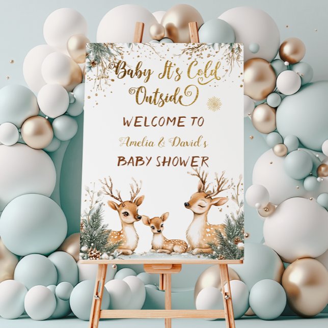 Deer Winter Woodland Baby Shower Welcome Sign (Creator Uploaded)