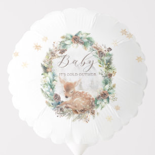 Deer Winter Woodland Cold Outside Baby Shower Balloon