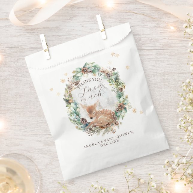 Deer Winter Woodland Cold Outside Baby Shower Favor Bag (Clipped)