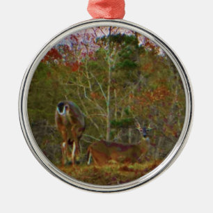 Deer with a Pink blue sky Metal Ornament