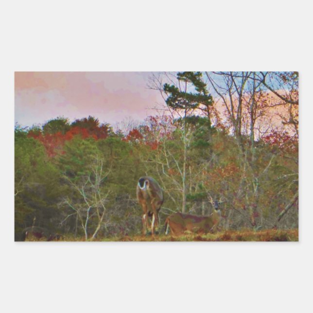 Deer with a Pink blue sky Rectangular Sticker (Front)