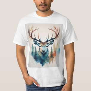 Deer with antlers and forest T-Shirt