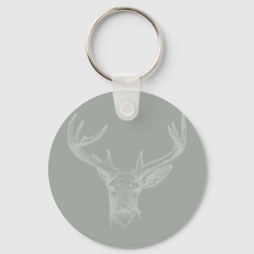 Deer with Antlers Art CUSTOM COLOR Keychain