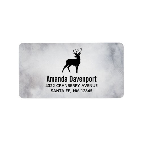 Deer with Antlers Black Silhouette Label