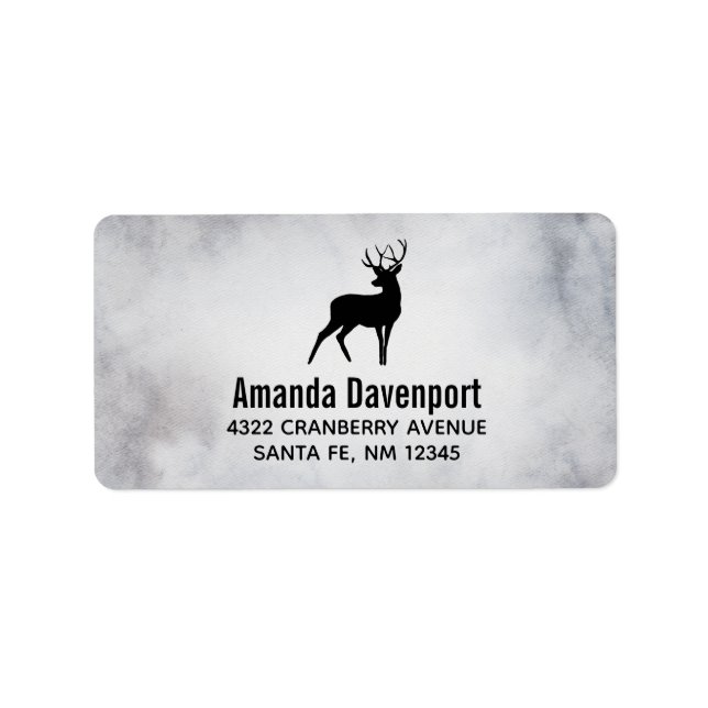 Deer with Antlers Black Silhouette Label (Front)