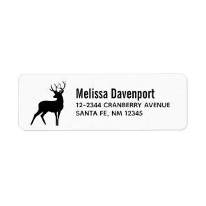 Deer with Antlers Black Silhouette Rustic Label