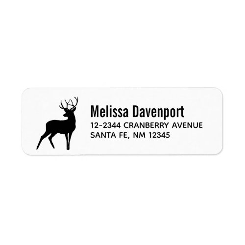 Deer with Antlers Black Silhouette Rustic Label