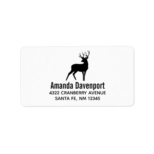 Deer with Antlers Black Silhouette Rustic Label