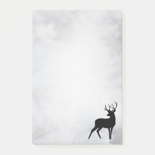 Deer with Antlers Black Silhouette Rustic Post-it Notes