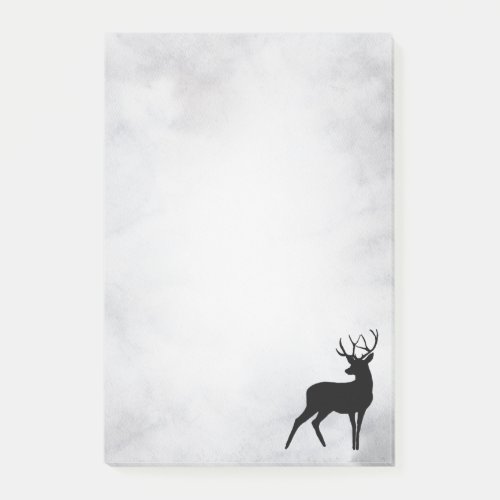 Deer with Antlers Black Silhouette Rustic Post_it Notes