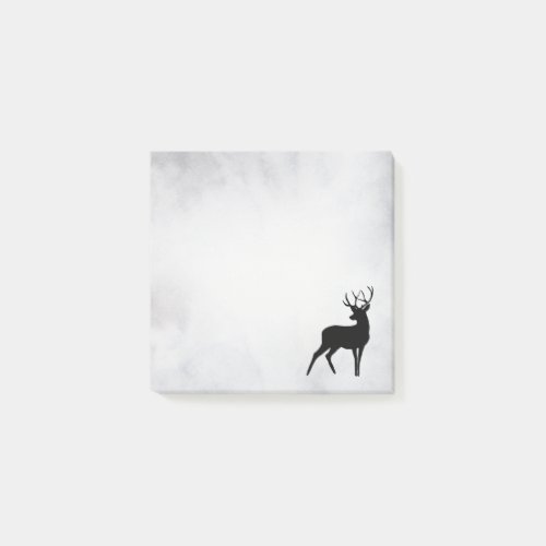 Deer with Antlers Black Silhouette Rustic Post_it Notes