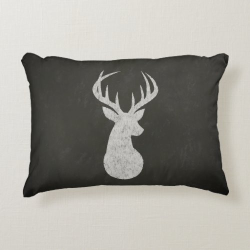 Deer With Antlers Chalk Drawing Accent Pillow