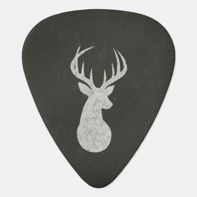Deer With Antlers Chalk Drawing Guitar Pick (Front)
