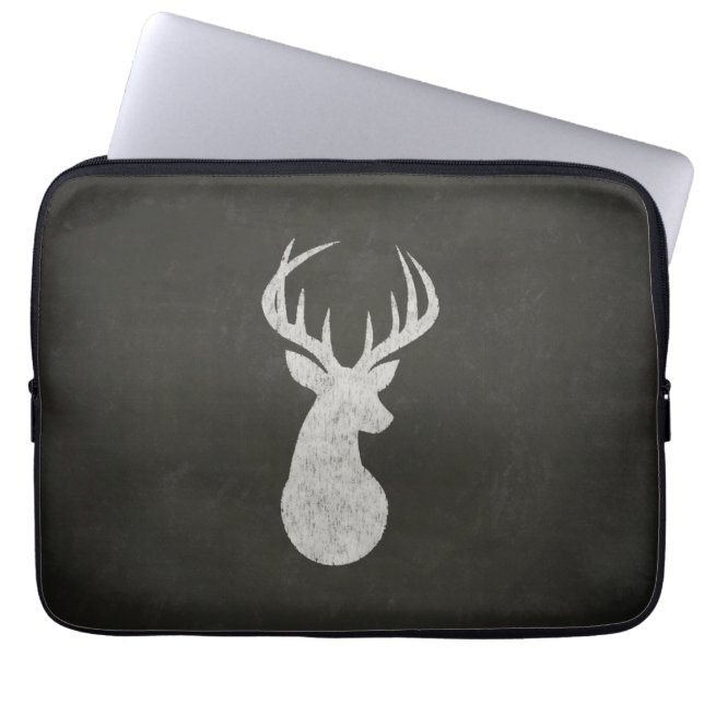 Deer With Antlers Chalk Drawing Laptop Sleeve (Front)